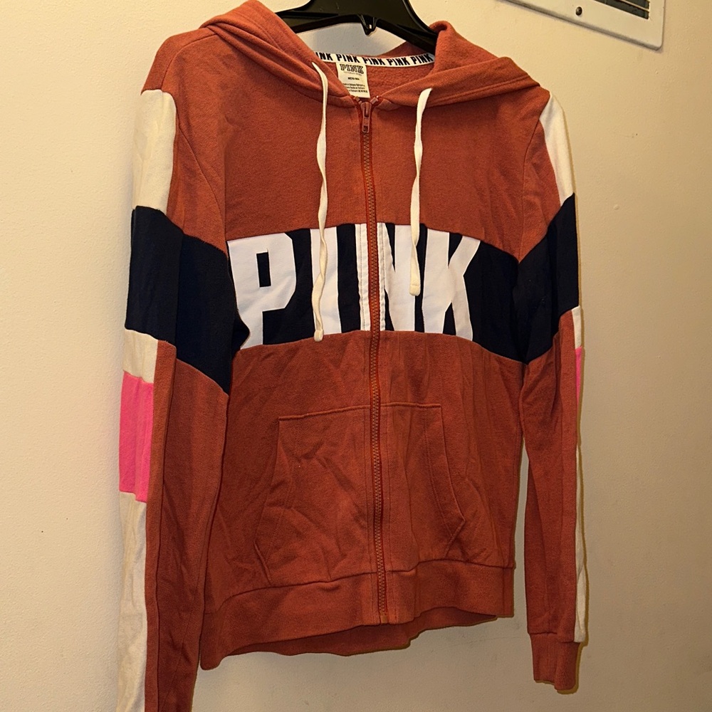 PINK Victoria's Secret Rust and Pink Hoodie